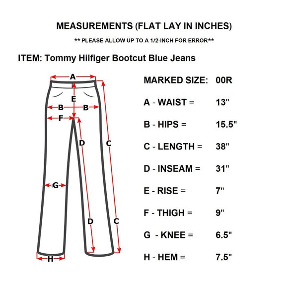 Tommy Hilfiger Women's 00R Low Rise Dark Wash Boot Cut Stretch Denim Blue Jeans - Picture 10 of 10